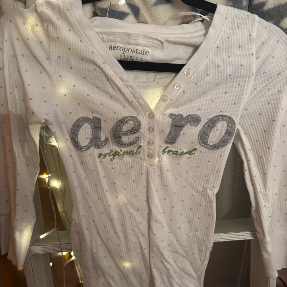 Aeropostale White Button-Up Top
